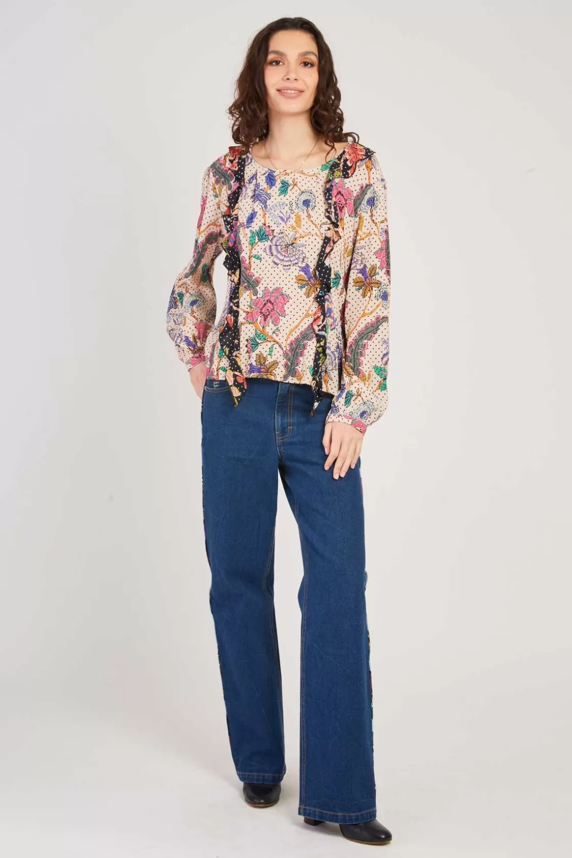 Maison Derhy Les Blouses, Chemisiers & Tops-Blouse imprimée manches bouffantes FABIENNE