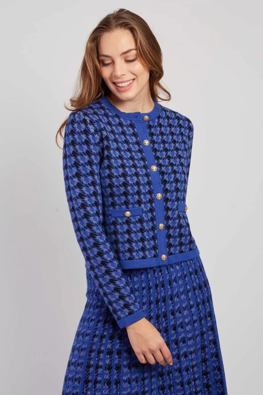 Maison Derhy Les Gilets, Cardigans & Pulls-Cardigan bicolore en maille avec motif imprimé DAISY