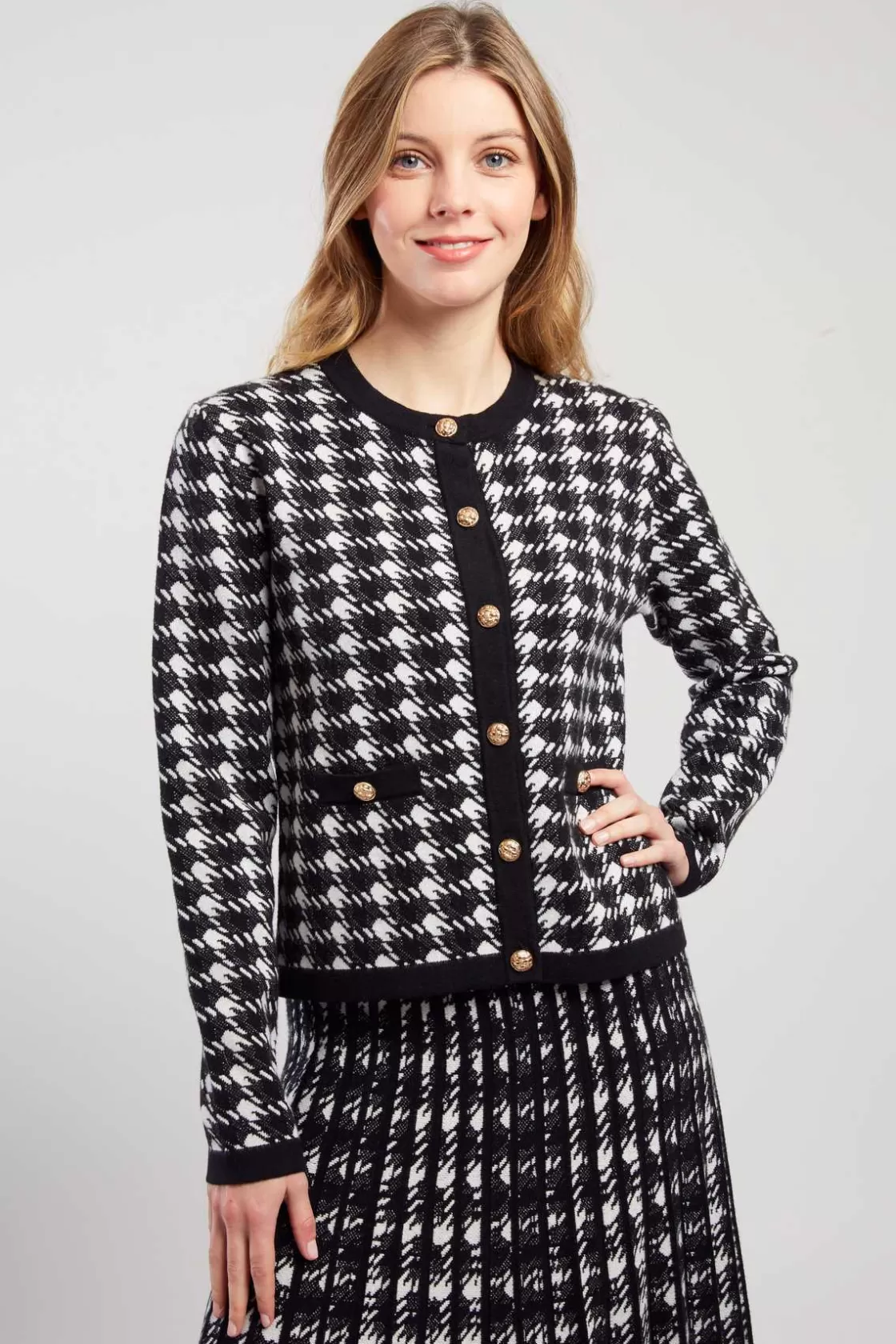 Maison Derhy Les Gilets, Cardigans & Pulls-Cardigan bicolore en maille avec motif imprimé DAISY