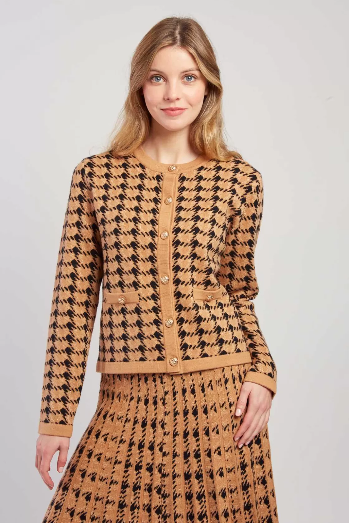 Maison Derhy Les Gilets, Cardigans & Pulls-Cardigan bicolore en maille avec motif imprimé DAISY