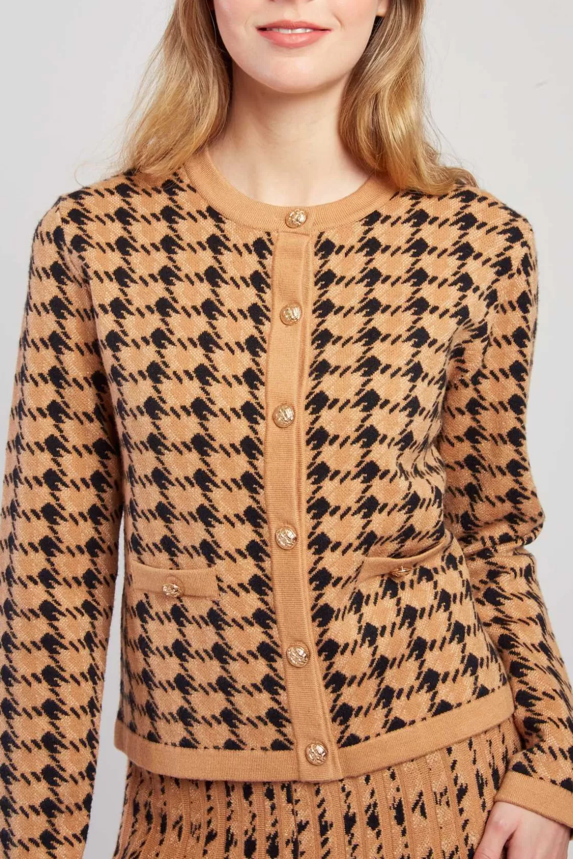 Maison Derhy Les Gilets, Cardigans & Pulls-Cardigan bicolore en maille avec motif imprimé DAISY