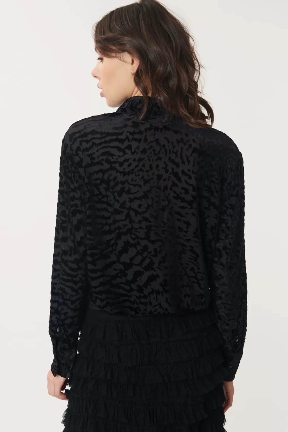 Maison Derhy Les Blouses, Chemisiers & Tops-Chemise en jersey stretch de velour texturé dévoré MAIWEN
