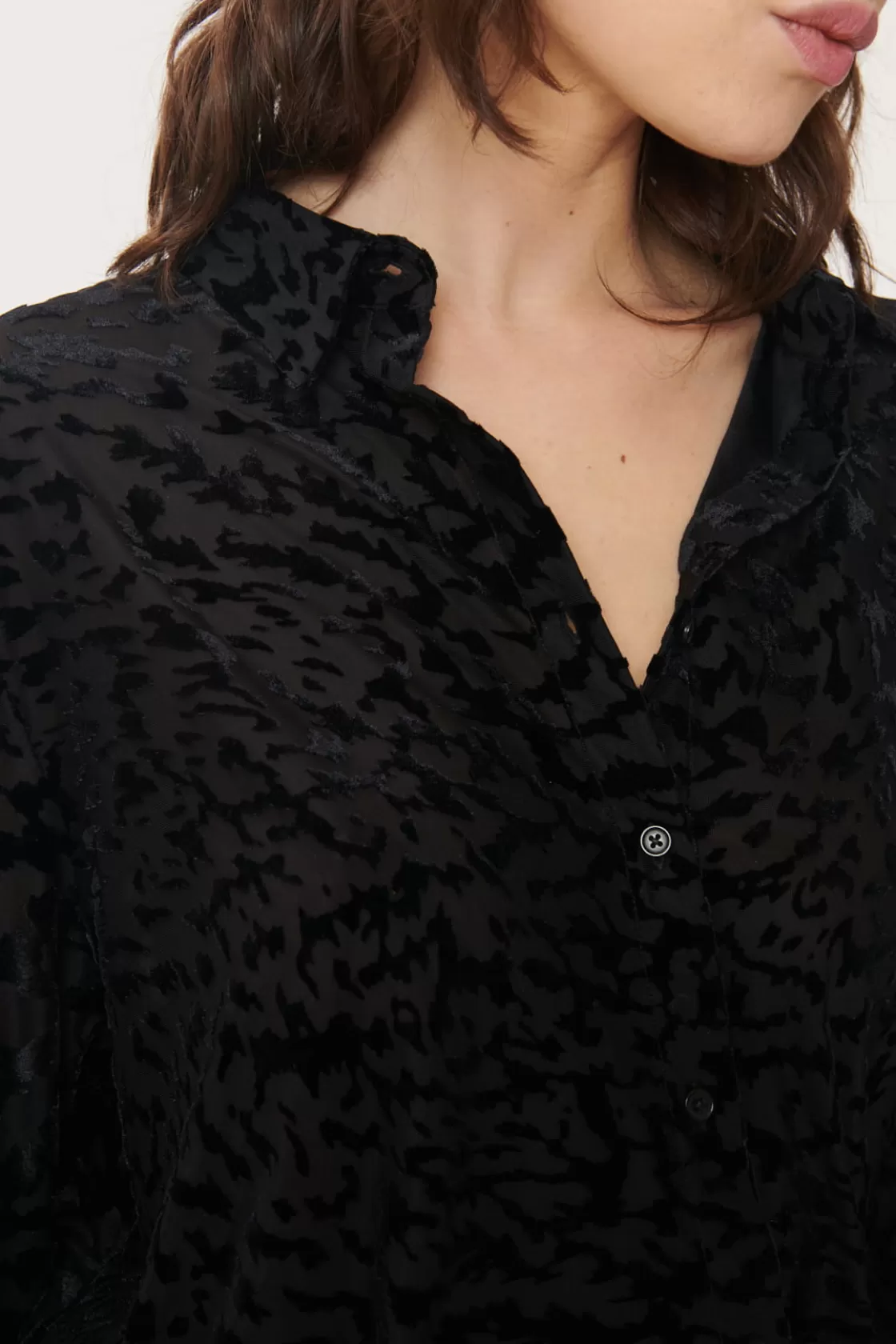Maison Derhy Les Blouses, Chemisiers & Tops-Chemise en jersey stretch de velour texturé dévoré MAIWEN
