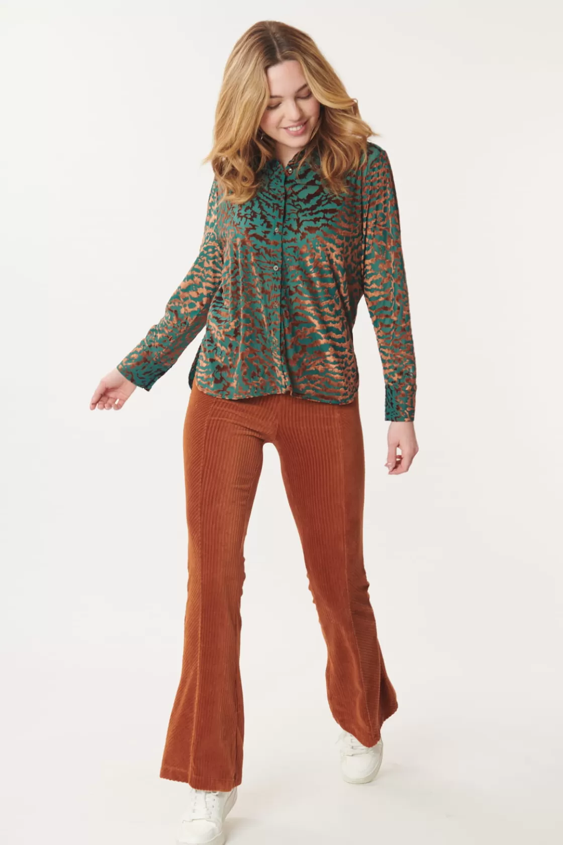 Maison Derhy Les Blouses, Chemisiers & Tops-Chemise en jersey stretch de velour texturé dévoré MAIWEN