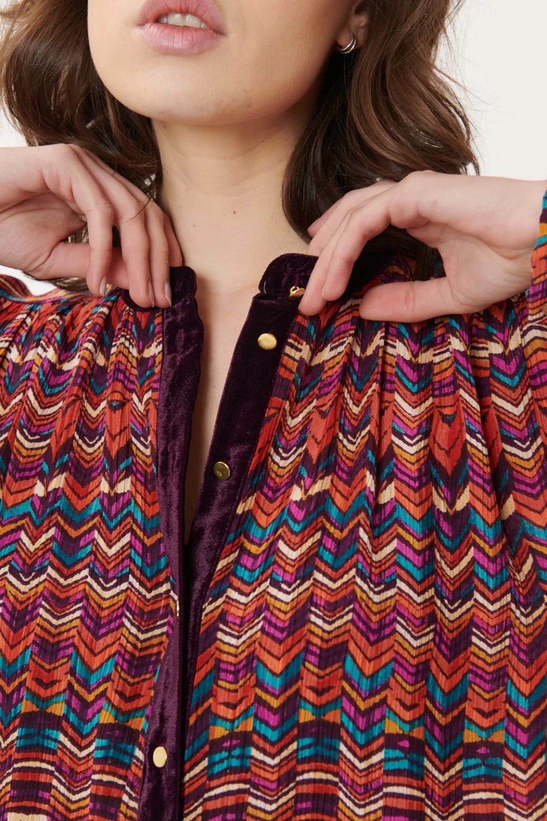 Maison Derhy Les Blouses, Chemisiers & Tops-Chemise imprimée en velours multicolore BARTH
