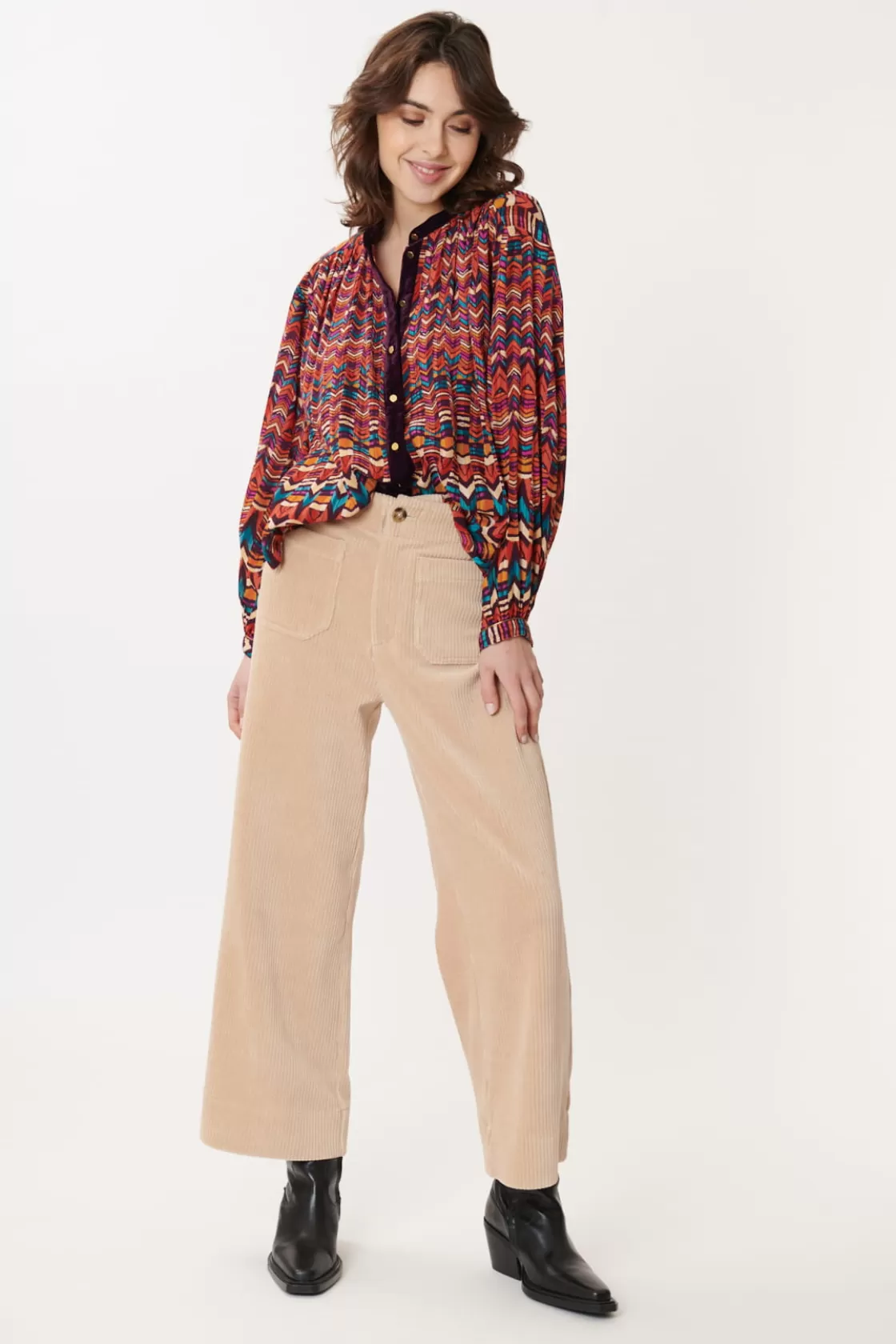 Maison Derhy Les Blouses, Chemisiers & Tops-Chemise imprimée en velours multicolore BARTH