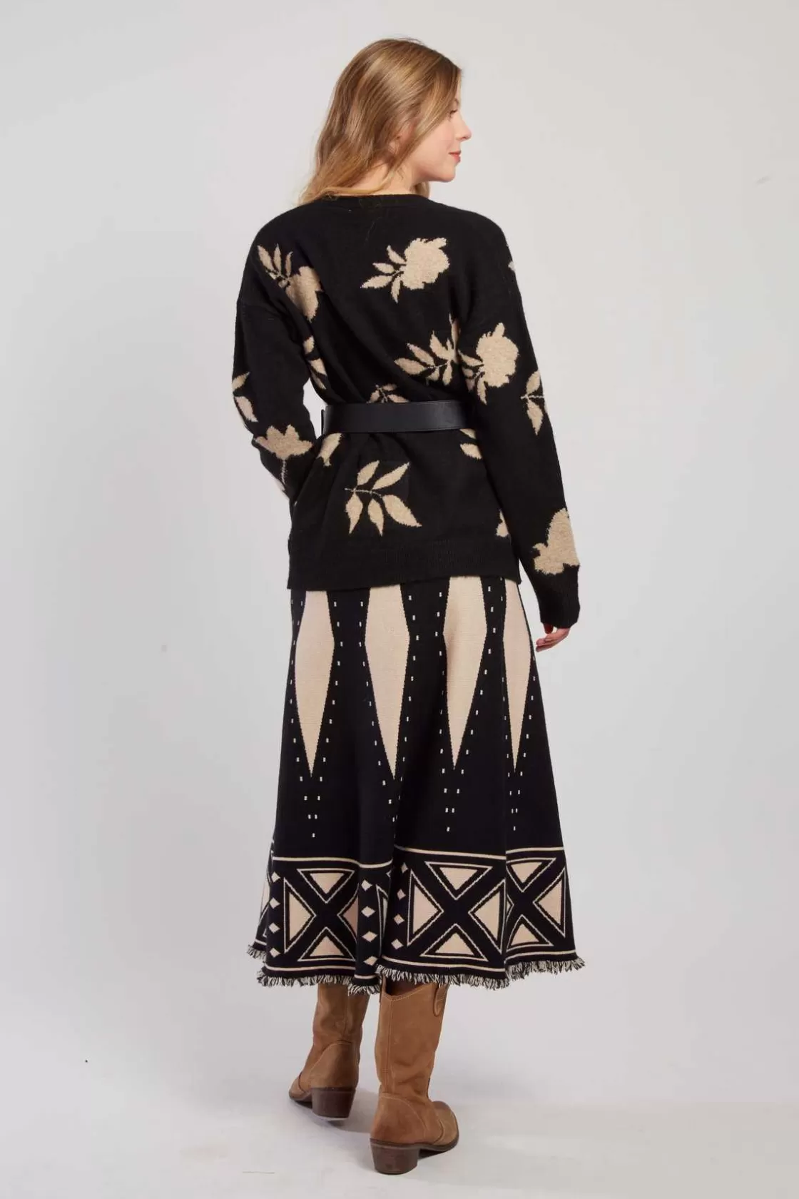 Maison Derhy La Maille | Les Gilets, Cardigans & Pulls-Gilet en maille bicolore avec motif feuillage DANITZA