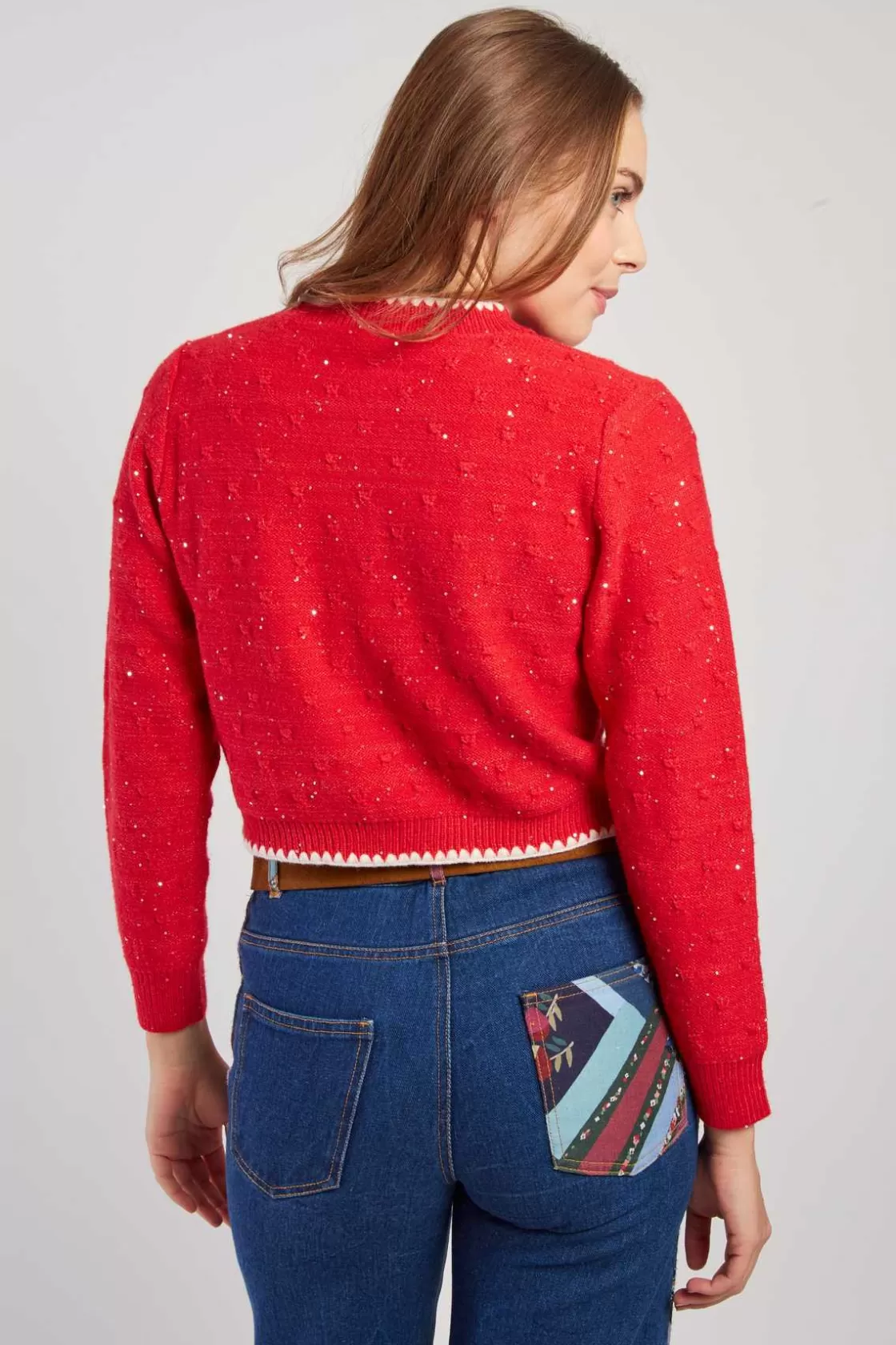 Maison Derhy La Maille | Les Gilets, Cardigans & Pulls-Gilet en maille bicolore brodé avec poches DALABA