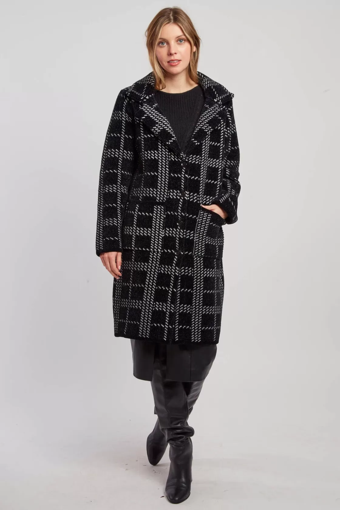 Maison Derhy Les Manteaux, Vestes & Doudounes | La Maille-Gilet long en maille jacquard bicolore DANIELA