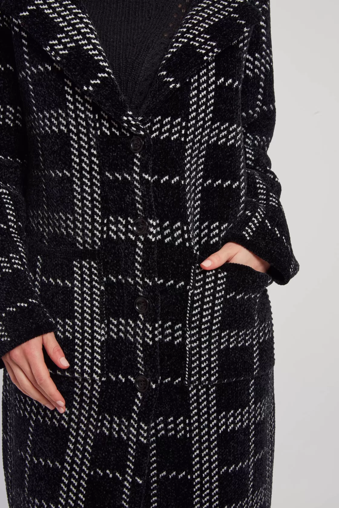Maison Derhy Les Manteaux, Vestes & Doudounes | La Maille-Gilet long en maille jacquard bicolore DANIELA