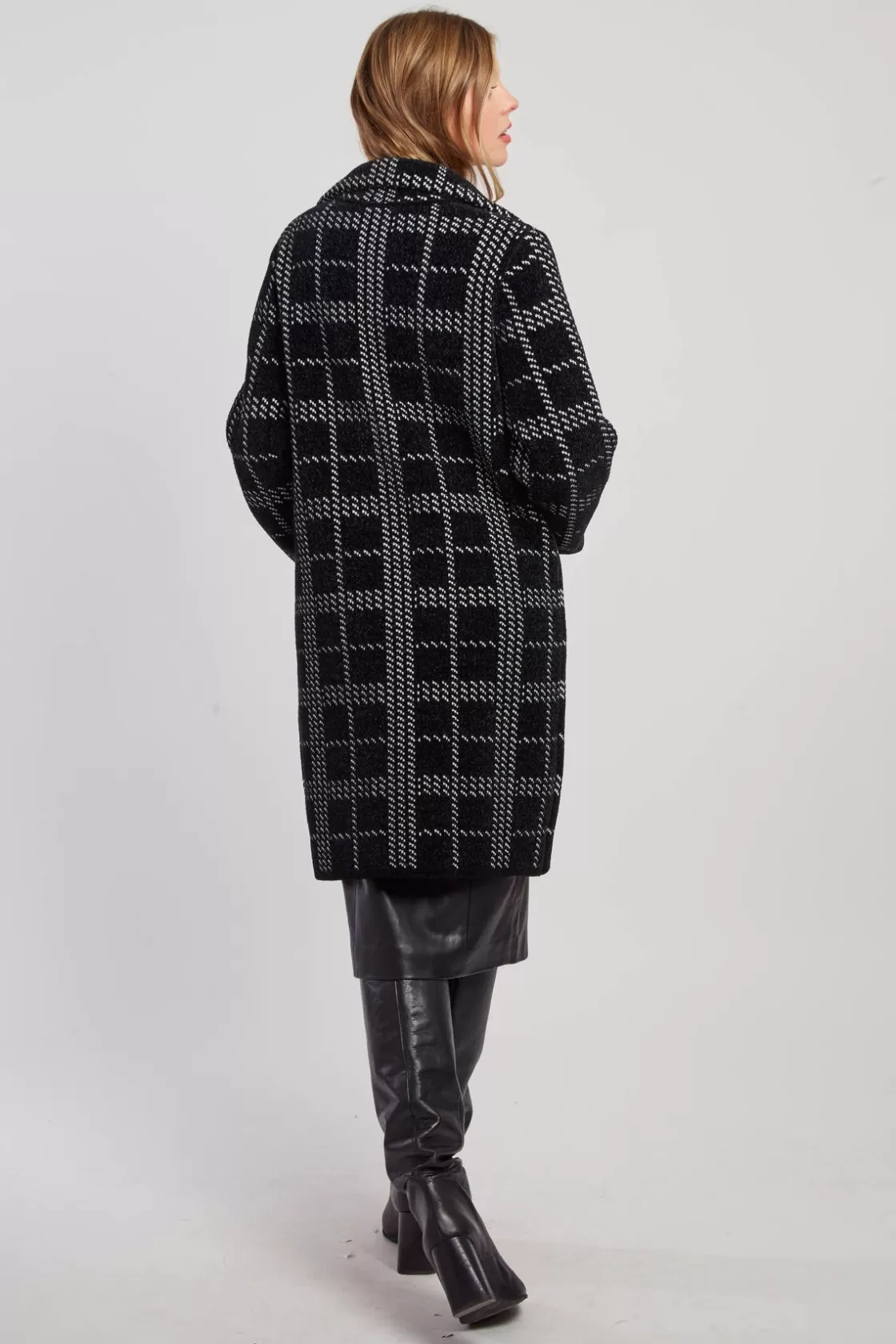 Maison Derhy Les Manteaux, Vestes & Doudounes | La Maille-Gilet long en maille jacquard bicolore DANIELA
