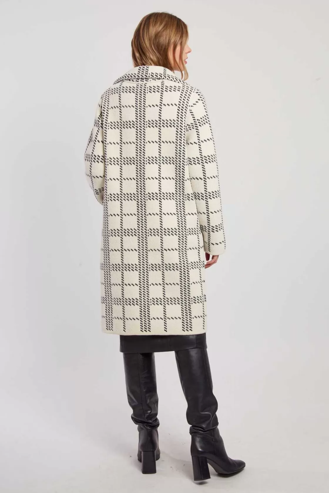 Maison Derhy Les Manteaux, Vestes & Doudounes | La Maille-Gilet long en maille jacquard bicolore DANIELA