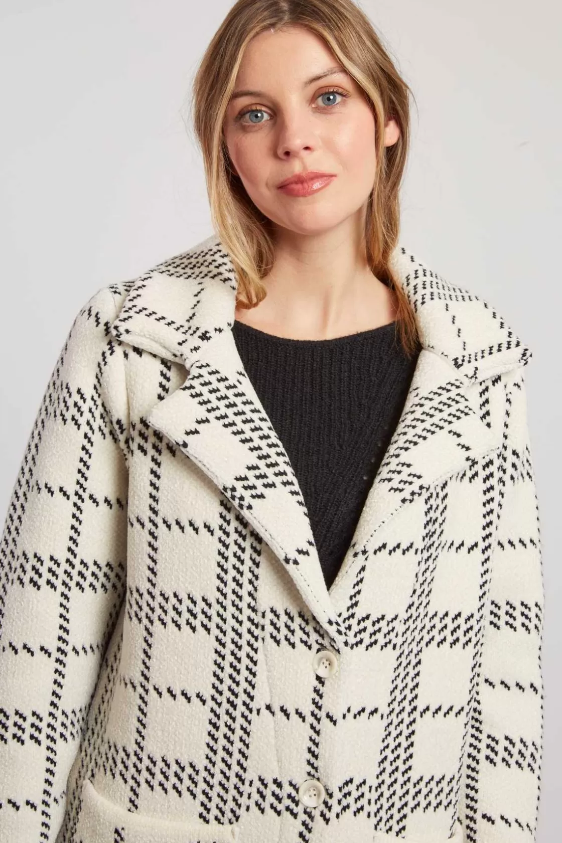 Maison Derhy Les Manteaux, Vestes & Doudounes | La Maille-Gilet long en maille jacquard bicolore DANIELA