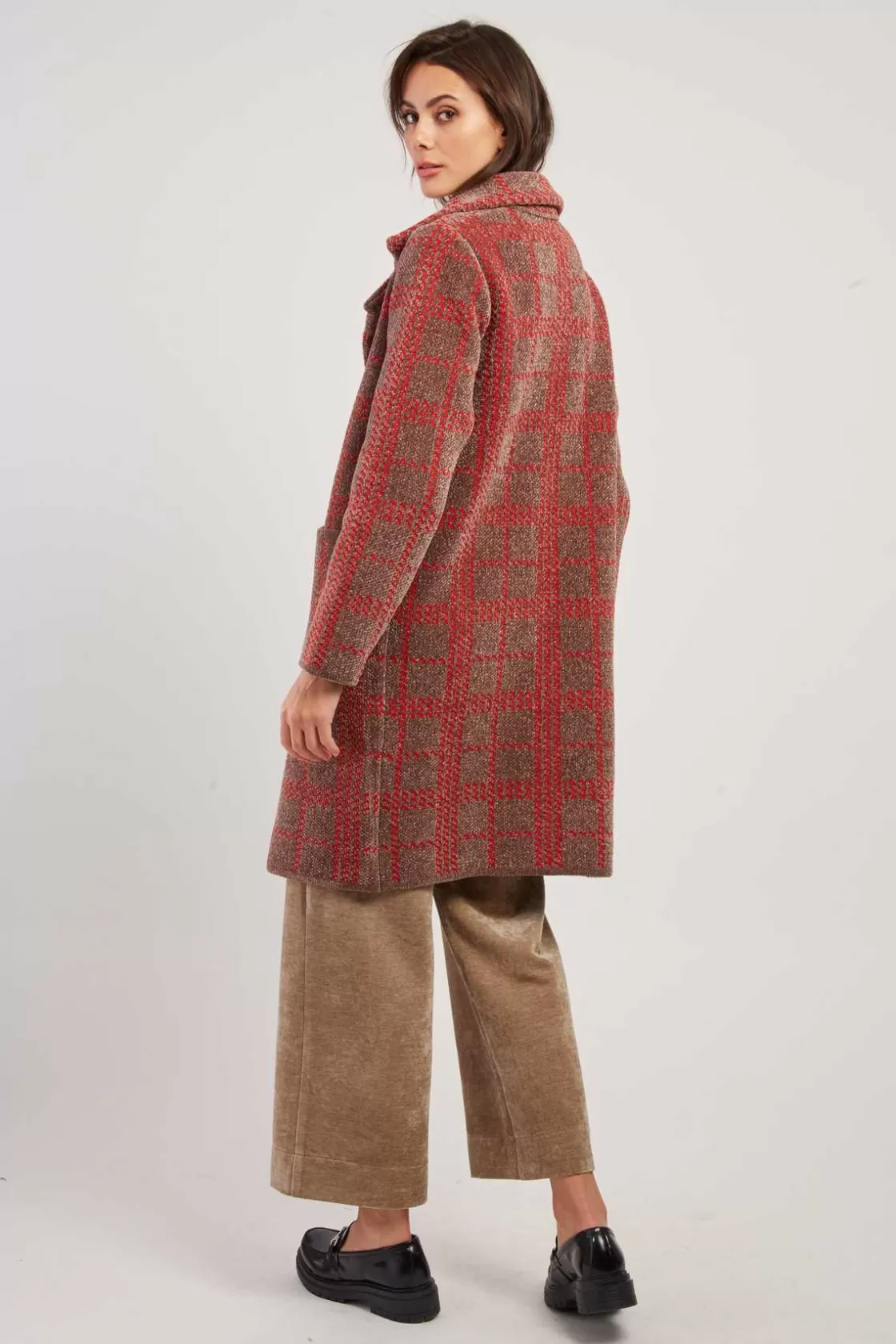 Maison Derhy Les Manteaux, Vestes & Doudounes | La Maille-Gilet long en maille jacquard bicolore DANIELA