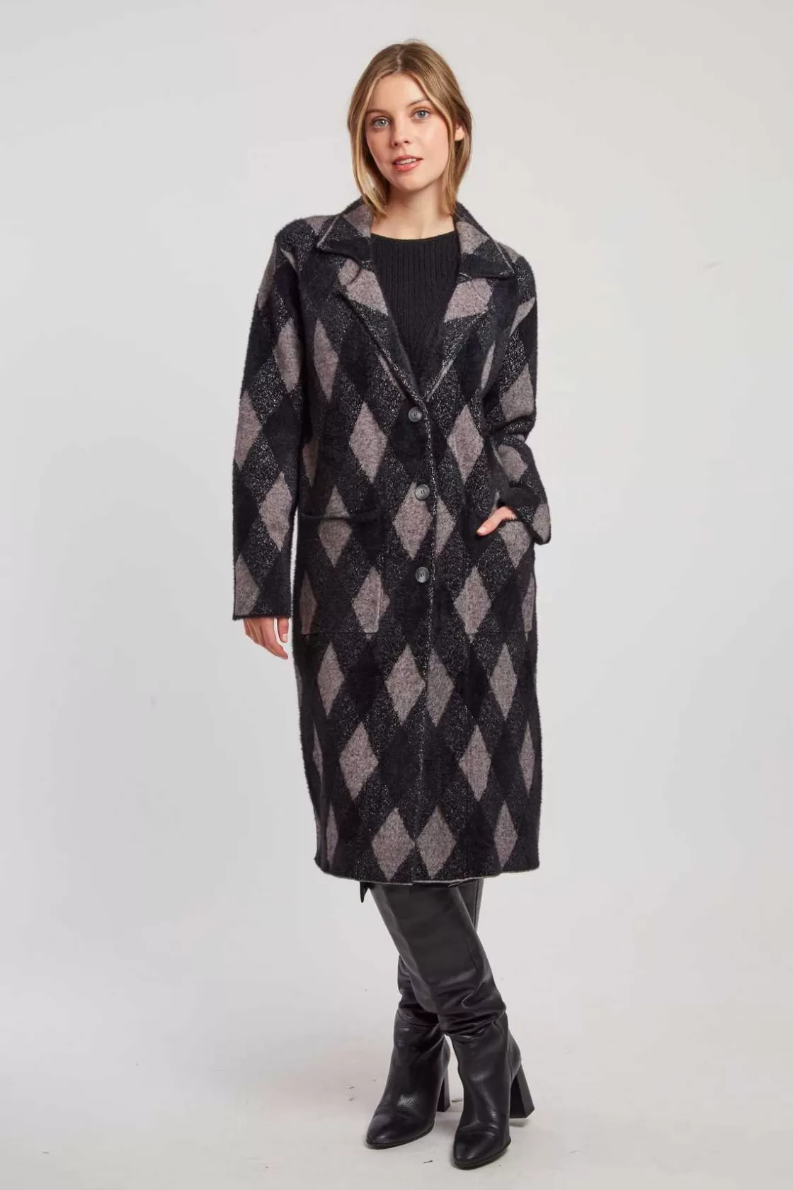 Maison Derhy Les Manteaux, Vestes & Doudounes | La Maille-Gilet long en maille jacquard DANICA