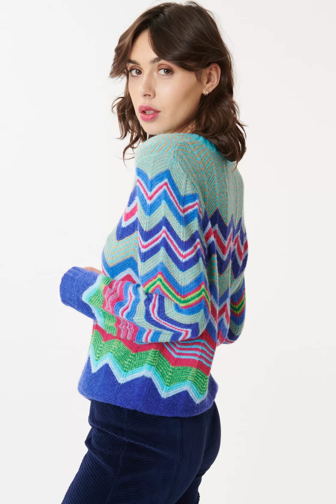 Maison Derhy La Maille | Les Gilets, Cardigans & Pulls-Pull à Rayures Zig-Zag Multicolores JENIFER