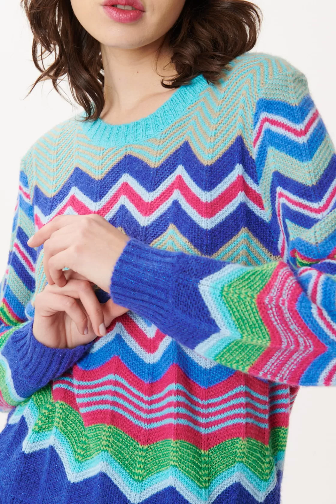 Maison Derhy La Maille | Les Gilets, Cardigans & Pulls-Pull à Rayures Zig-Zag Multicolores JENIFER