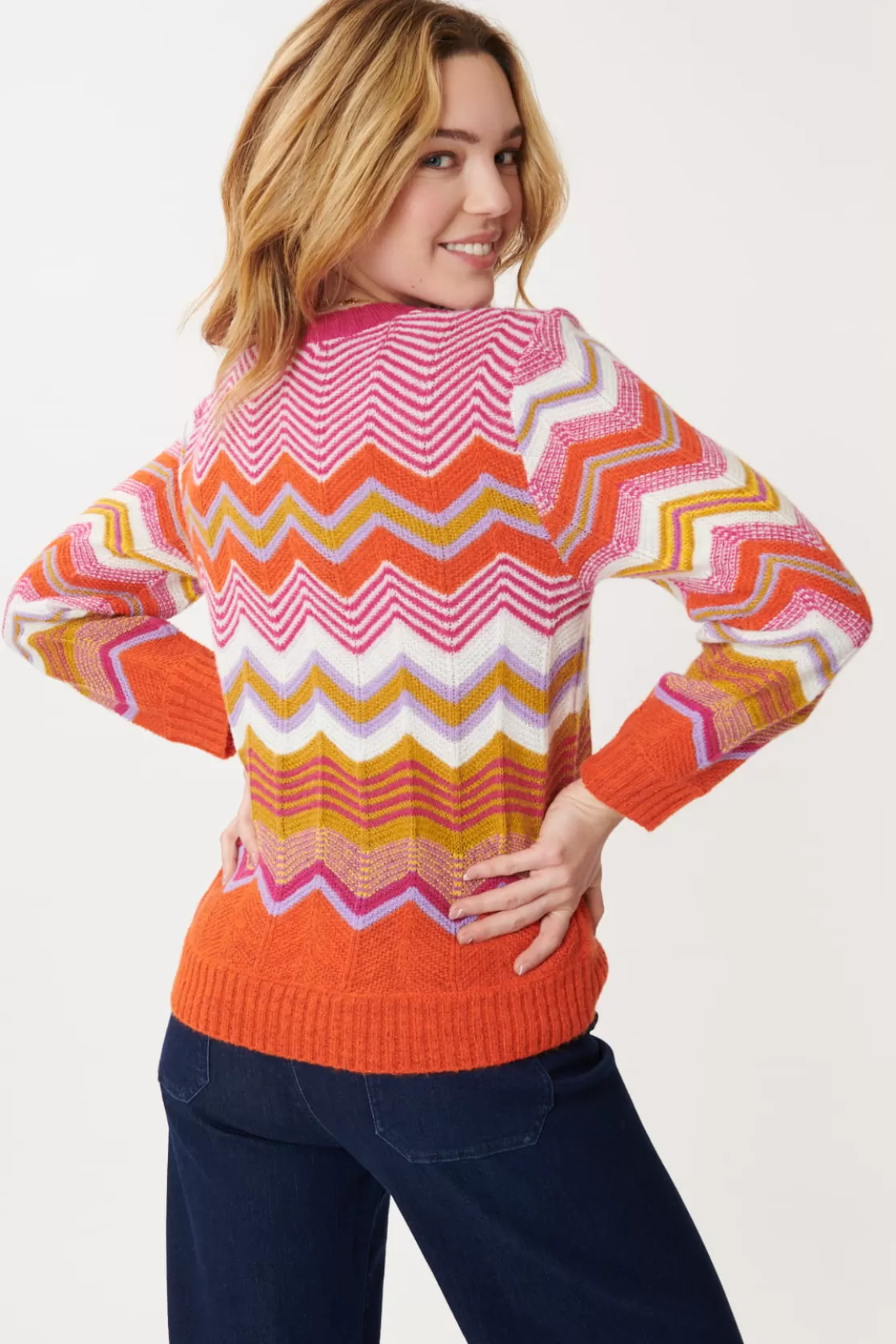Maison Derhy La Maille | Les Gilets, Cardigans & Pulls-Pull à Rayures Zig-Zag Multicolores JENIFER