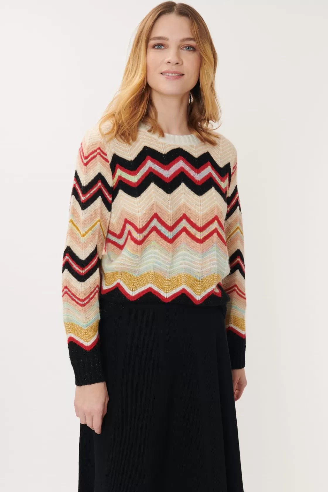 Maison Derhy La Maille | Les Gilets, Cardigans & Pulls-Pull à Rayures Zig-Zag Multicolores JENIFER