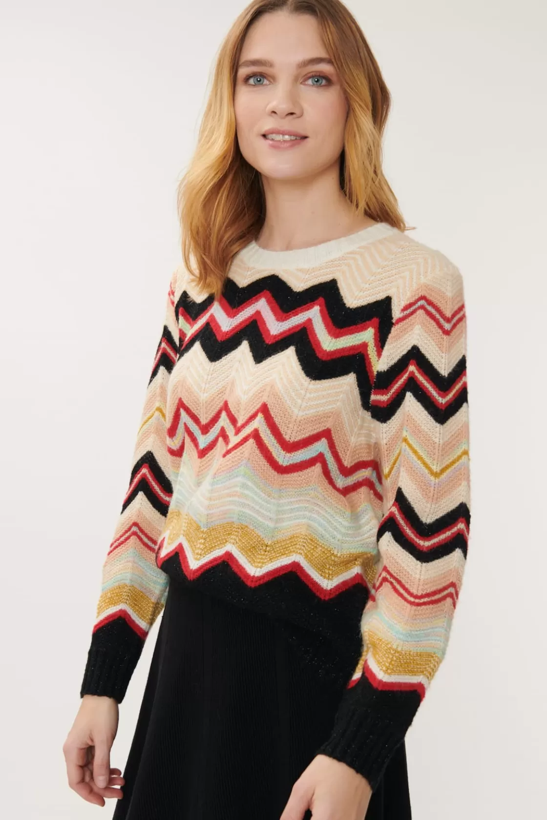 Maison Derhy La Maille | Les Gilets, Cardigans & Pulls-Pull à Rayures Zig-Zag Multicolores JENIFER