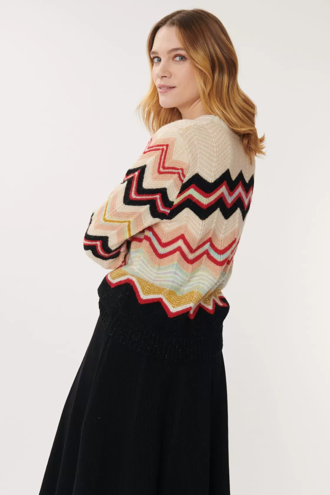 Maison Derhy La Maille | Les Gilets, Cardigans & Pulls-Pull à Rayures Zig-Zag Multicolores JENIFER