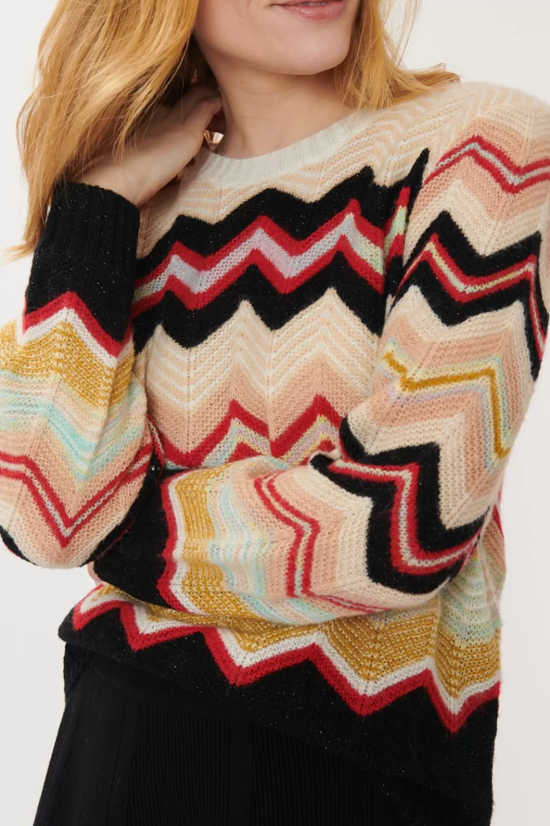 Maison Derhy La Maille | Les Gilets, Cardigans & Pulls-Pull à Rayures Zig-Zag Multicolores JENIFER
