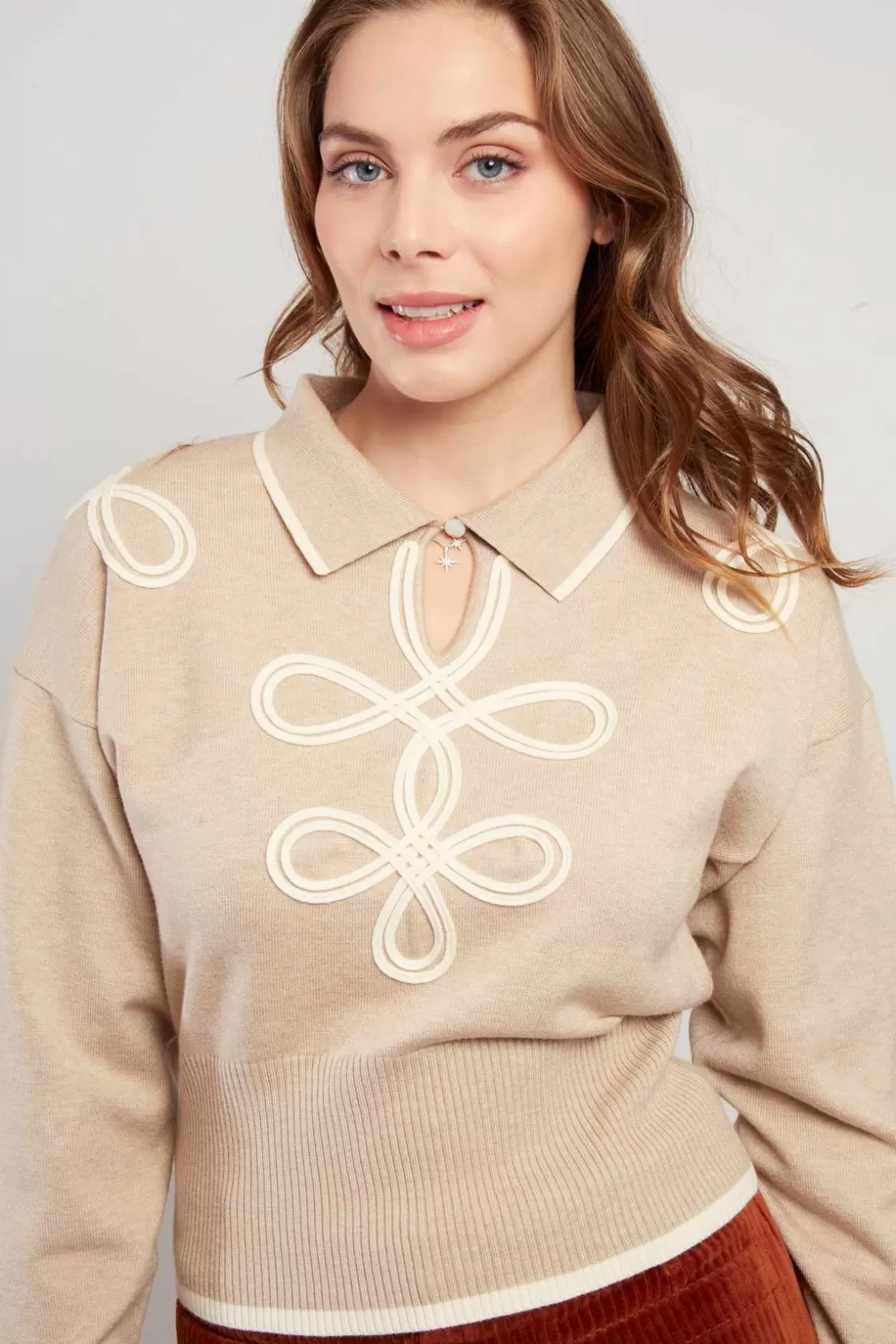 Maison Derhy La Maille | Les Gilets, Cardigans & Pulls-Pull col chemise bicolore CALLISTA