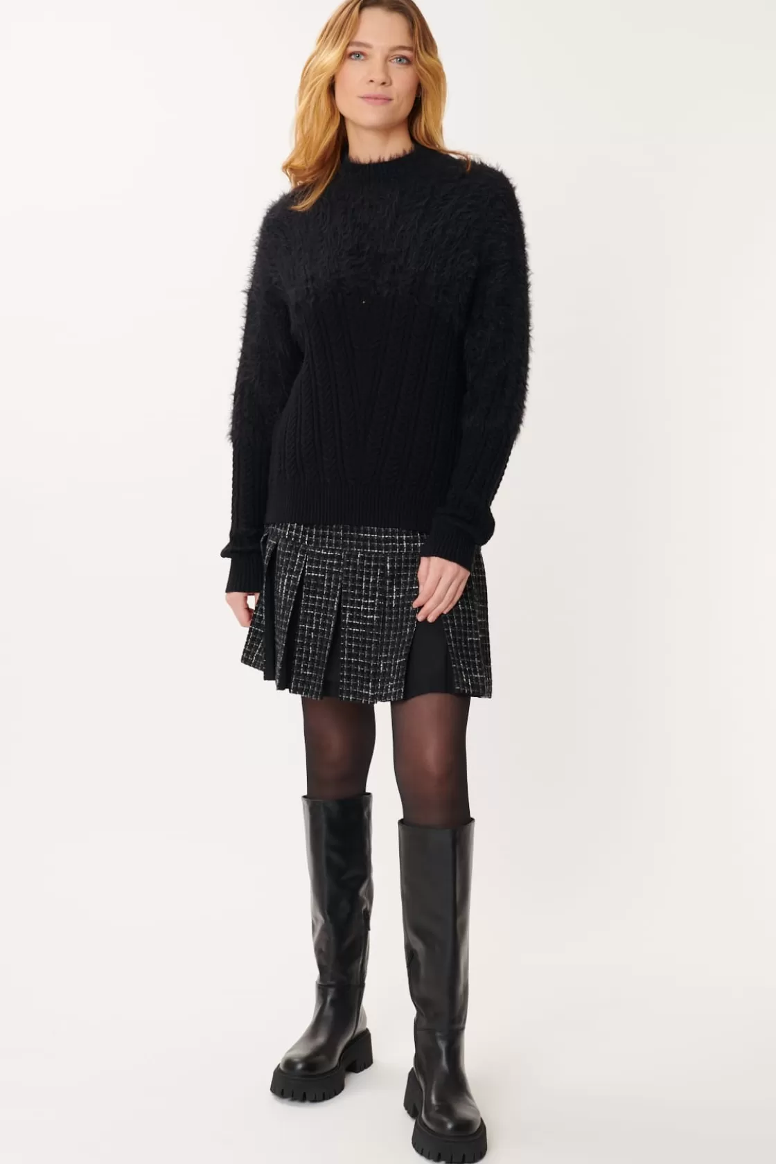 Maison Derhy Les Gilets, Cardigans & Pulls-Pull Col Rond Manches Longues JOYCE Noir