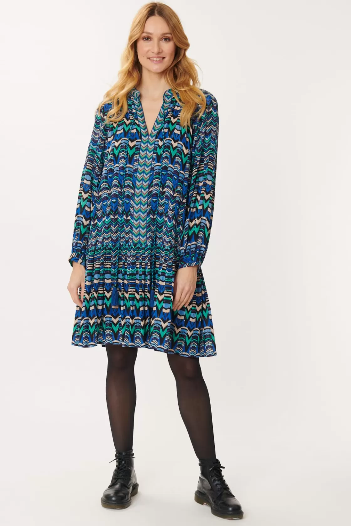 Maison Derhy Robes Courtes-Robe Courte Ample Multicolore ALZIRE Bleu