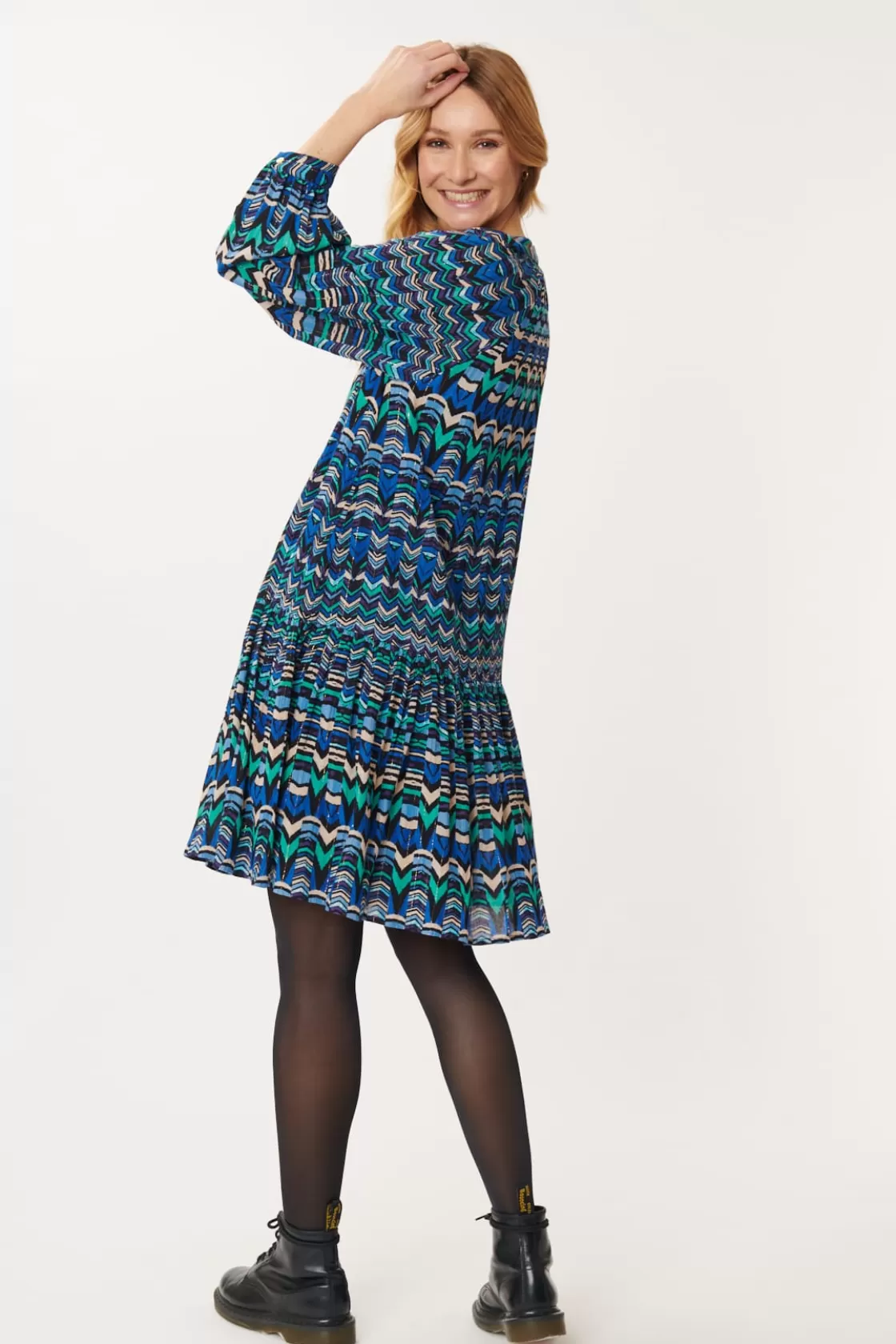 Maison Derhy Robes Courtes-Robe Courte Ample Multicolore ALZIRE Bleu