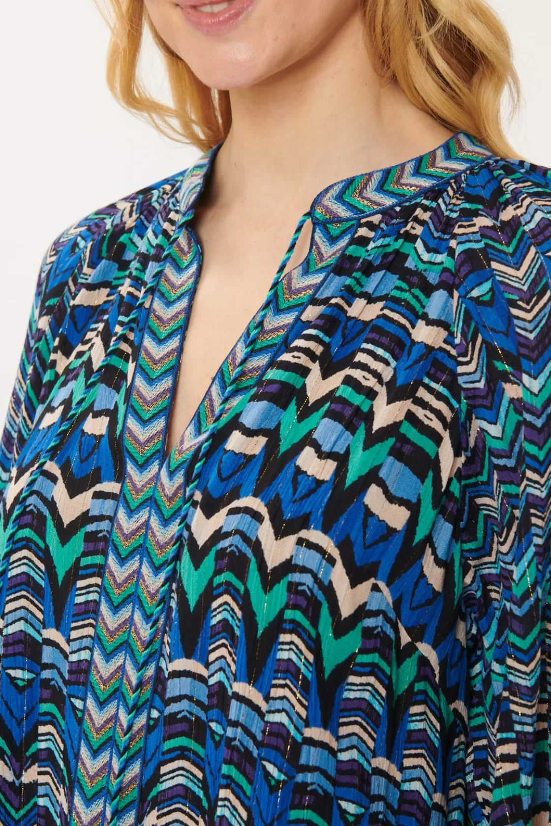 Maison Derhy Robes Courtes-Robe Courte Ample Multicolore ALZIRE Bleu