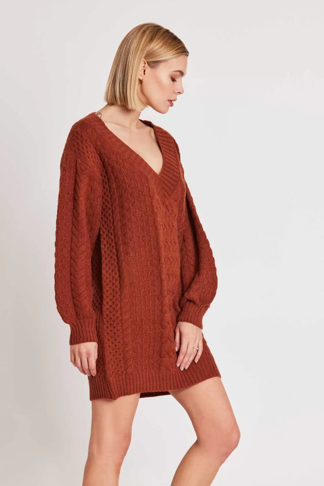 Maison Derhy La Maille | Robes Courtes-Robe courte en maille ORANGE Marron