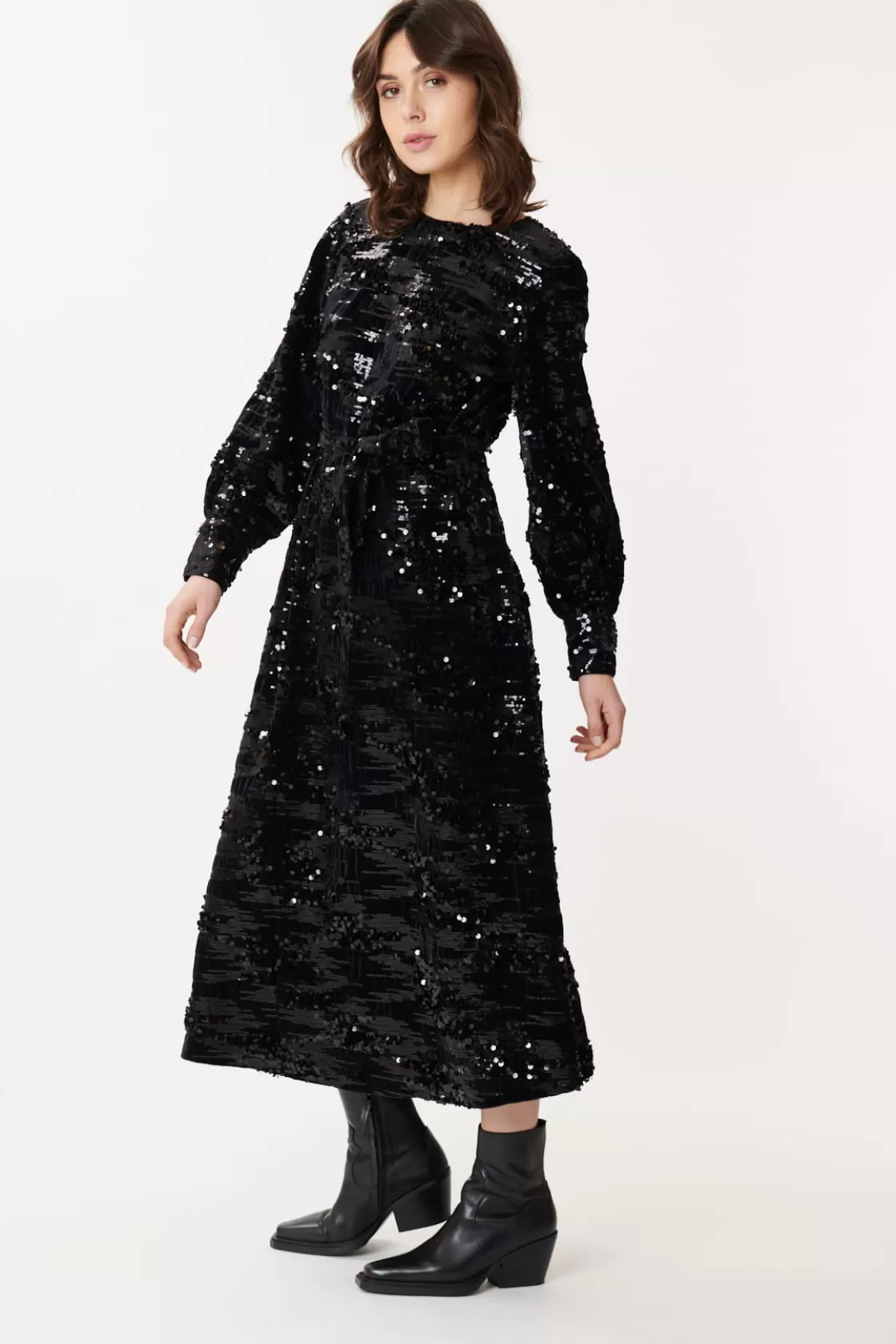 Maison Derhy Robes Longues-Robe de fêtes en velours et sequins DALVA