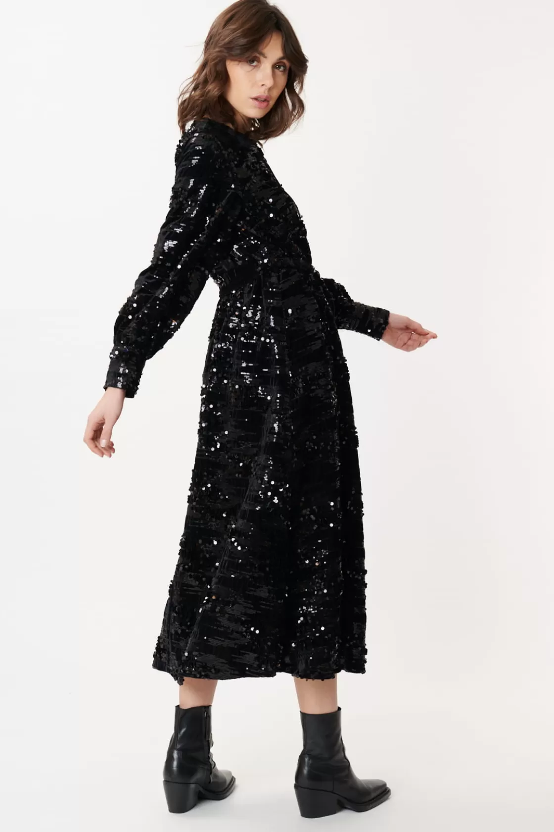 Maison Derhy Robes Longues-Robe de fêtes en velours et sequins DALVA