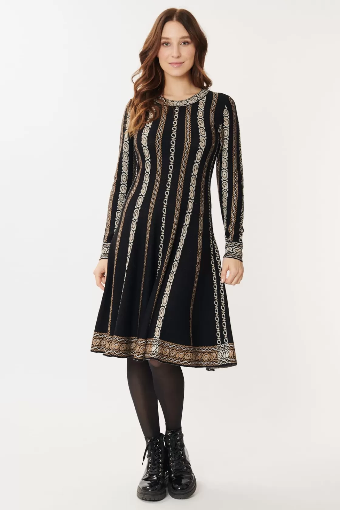 Maison Derhy Robes Longues-Robe en Maille Jacquard Chaînons GLORIA