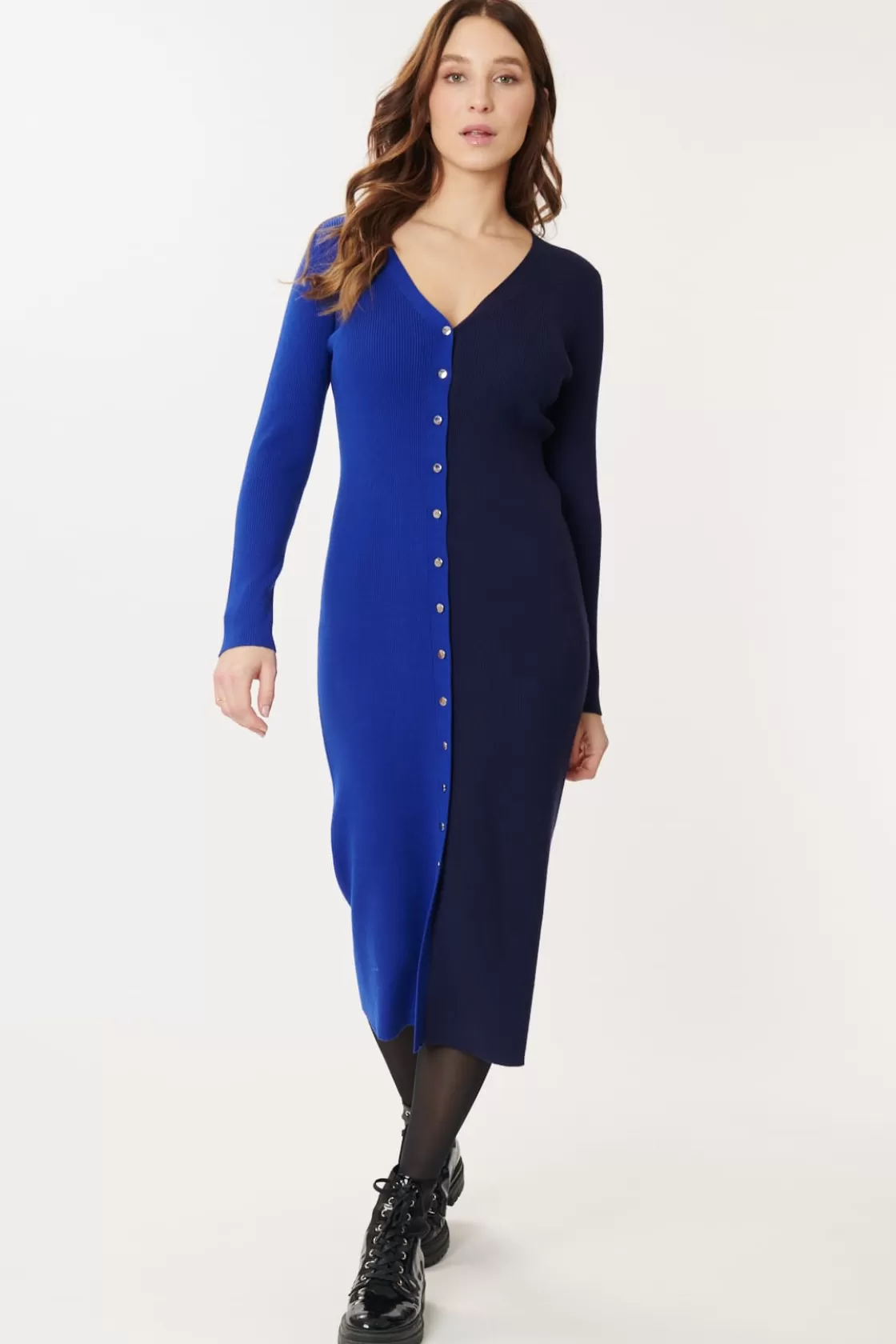 Maison Derhy La Maille-Robe en maille mi-longue bicolore GEMINA