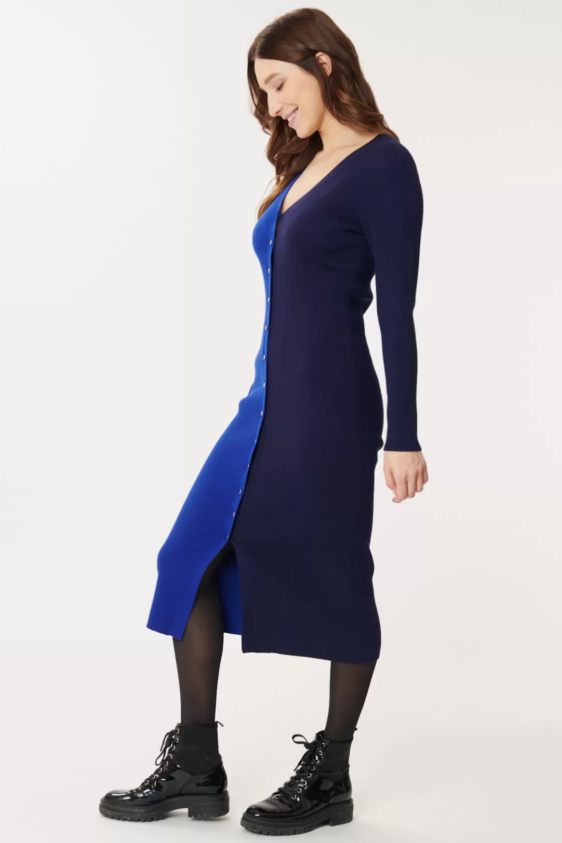 Maison Derhy La Maille-Robe en maille mi-longue bicolore GEMINA