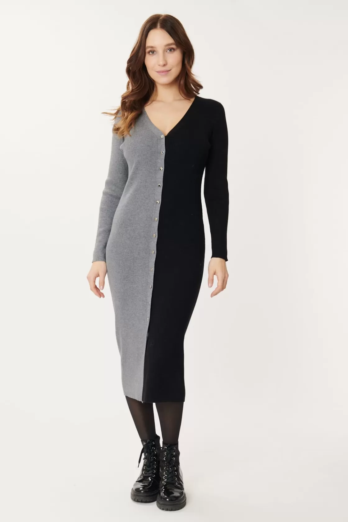 Maison Derhy La Maille-Robe en maille mi-longue bicolore GEMINA