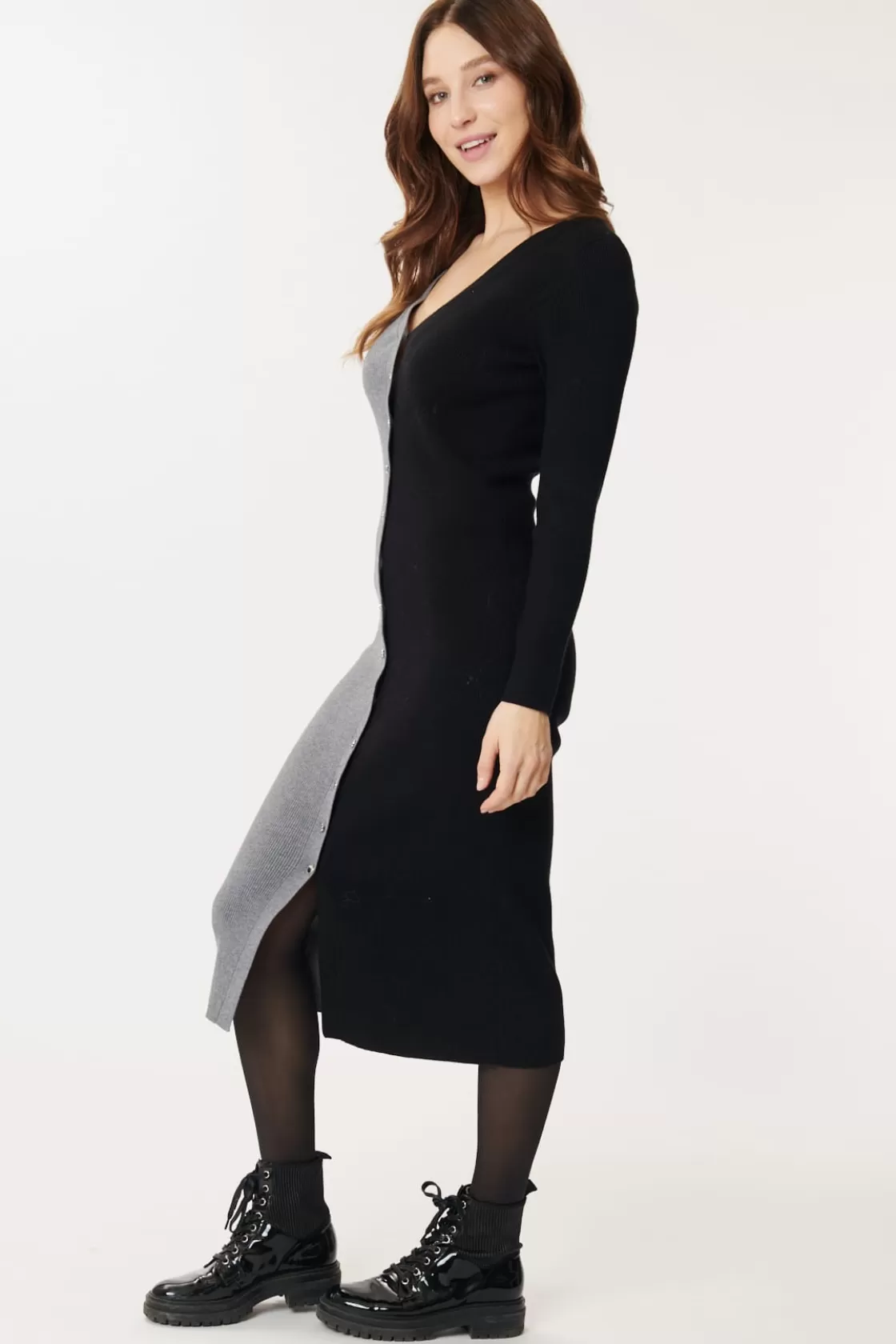 Maison Derhy La Maille-Robe en maille mi-longue bicolore GEMINA