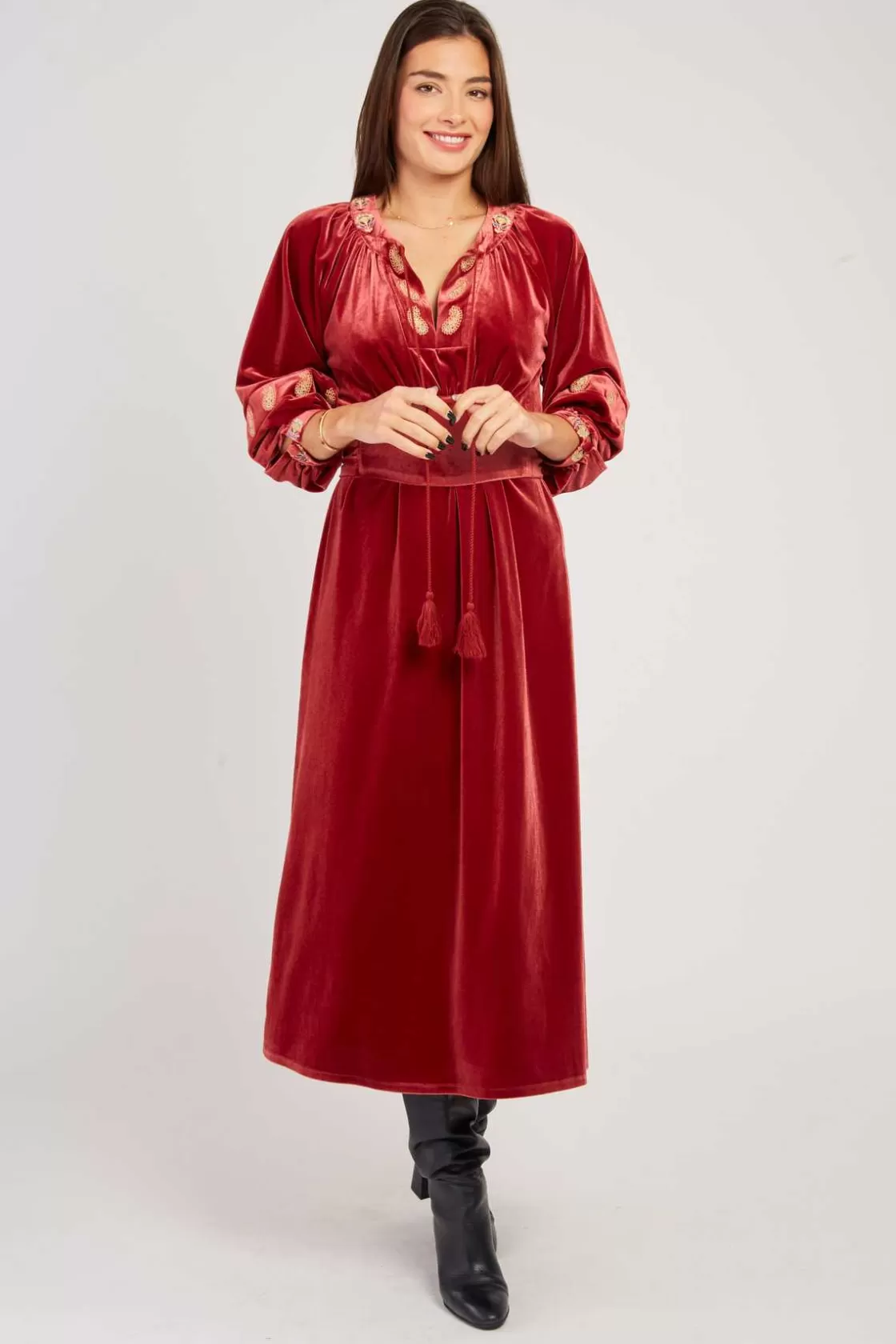 Maison Derhy Robes Longues-Robe longue en velours stretch VALISOA