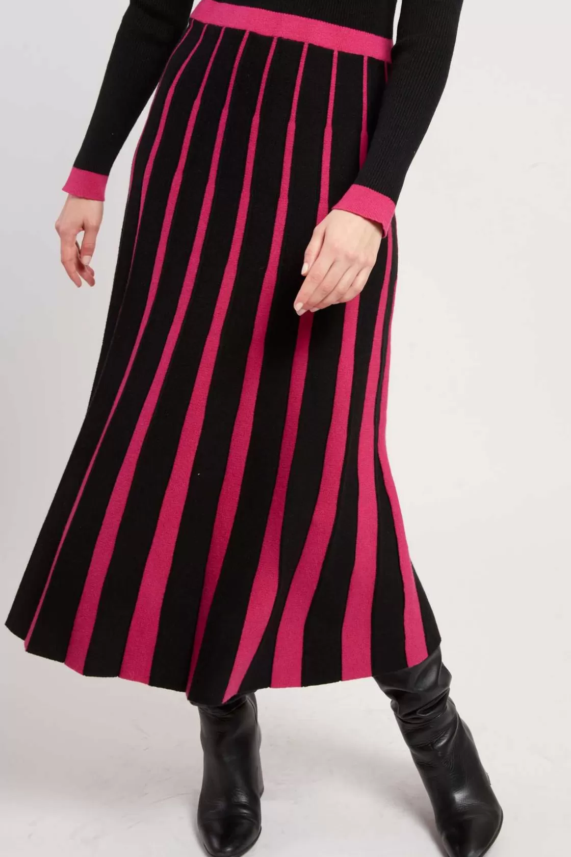 Maison Derhy La Maille | Robes Longues-Robe mi-longue en maille bicolore JEANNETTE