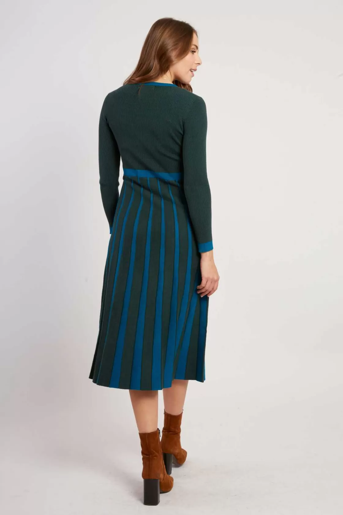 Maison Derhy La Maille | Robes Longues-Robe mi-longue en maille bicolore JEANNETTE