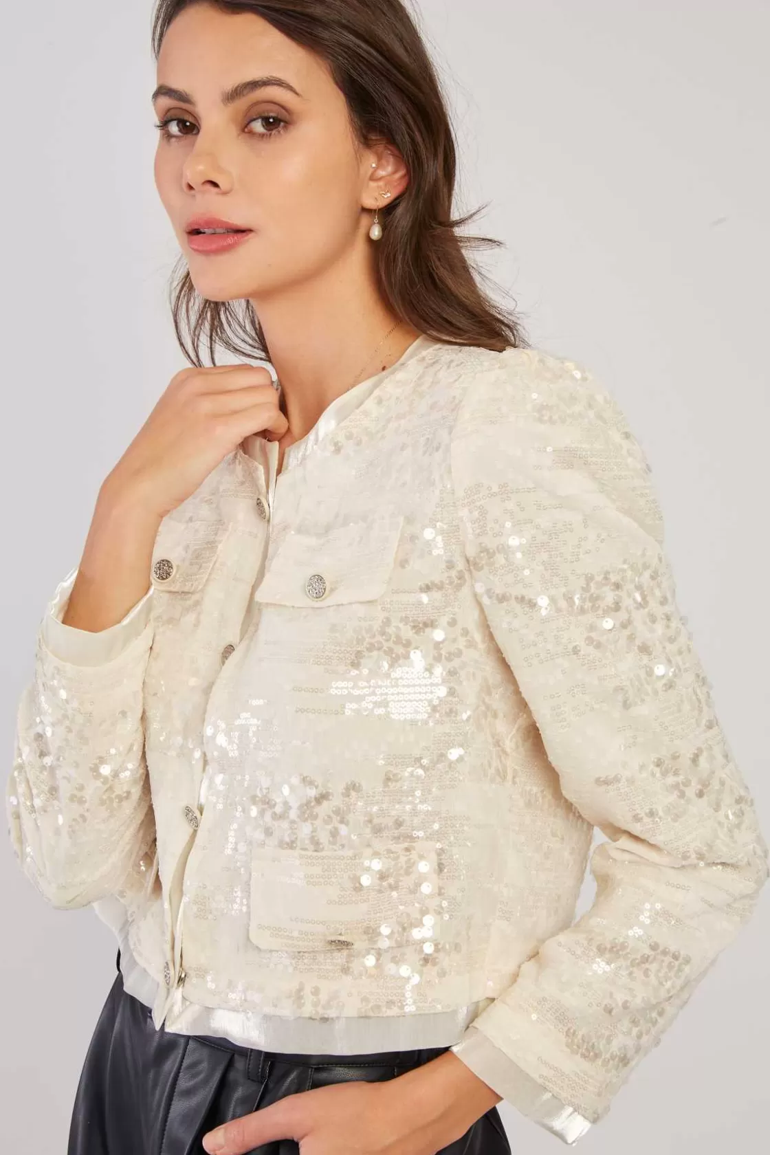 Maison Derhy Les Manteaux, Vestes & Doudounes-Veste courte en sequins LEANOR